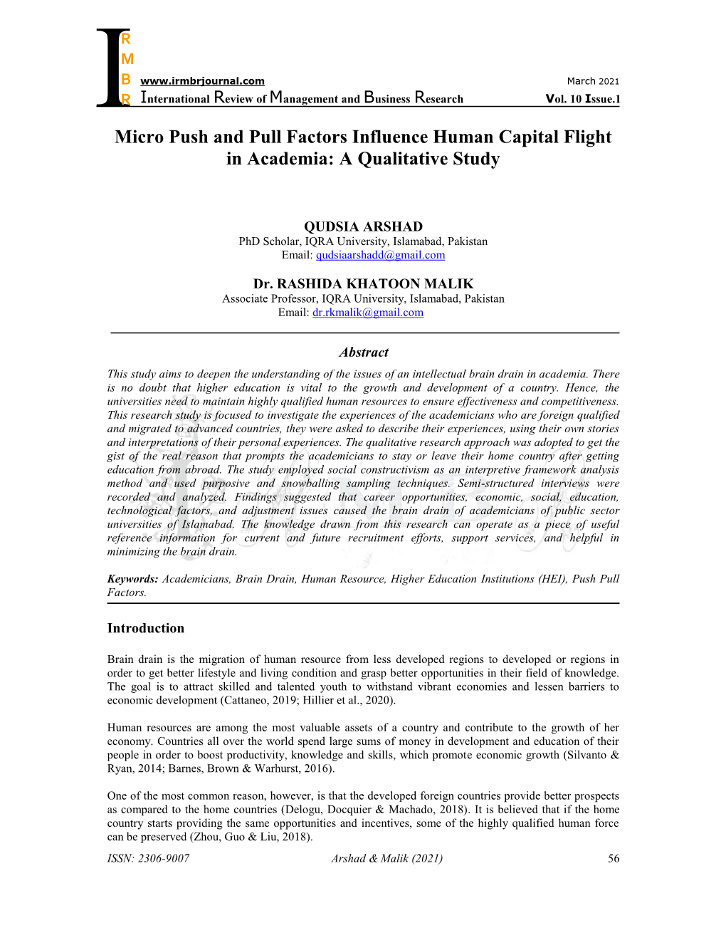 Micro Push and Pull Factors Influence Human Capital Flight in Academia: a Qualitative Study