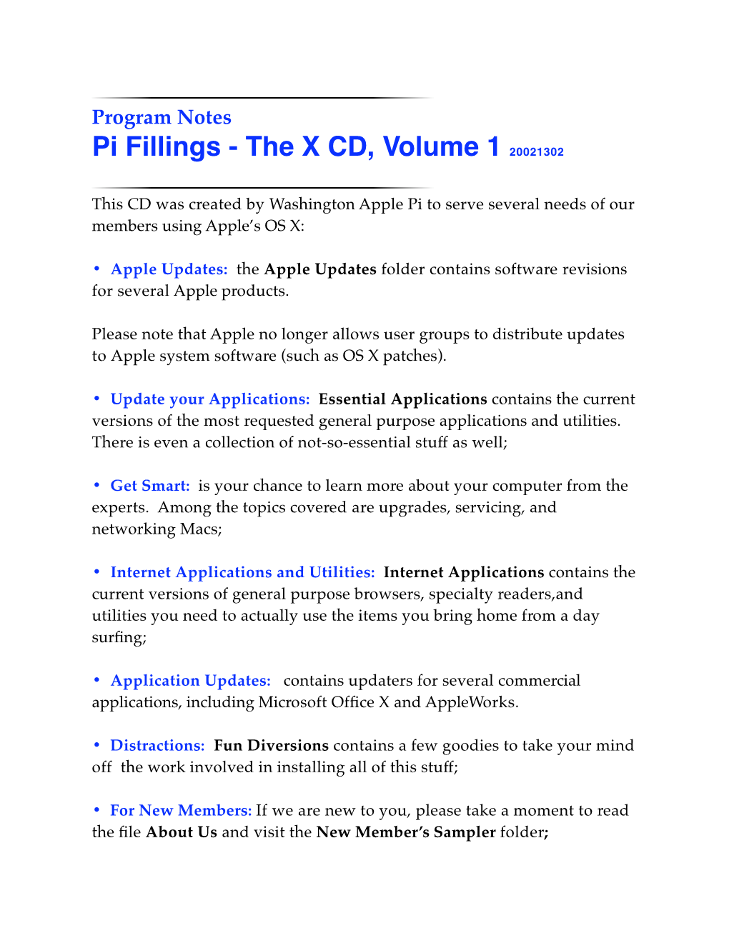 Pi Fillings -- the X CD, Volume 1