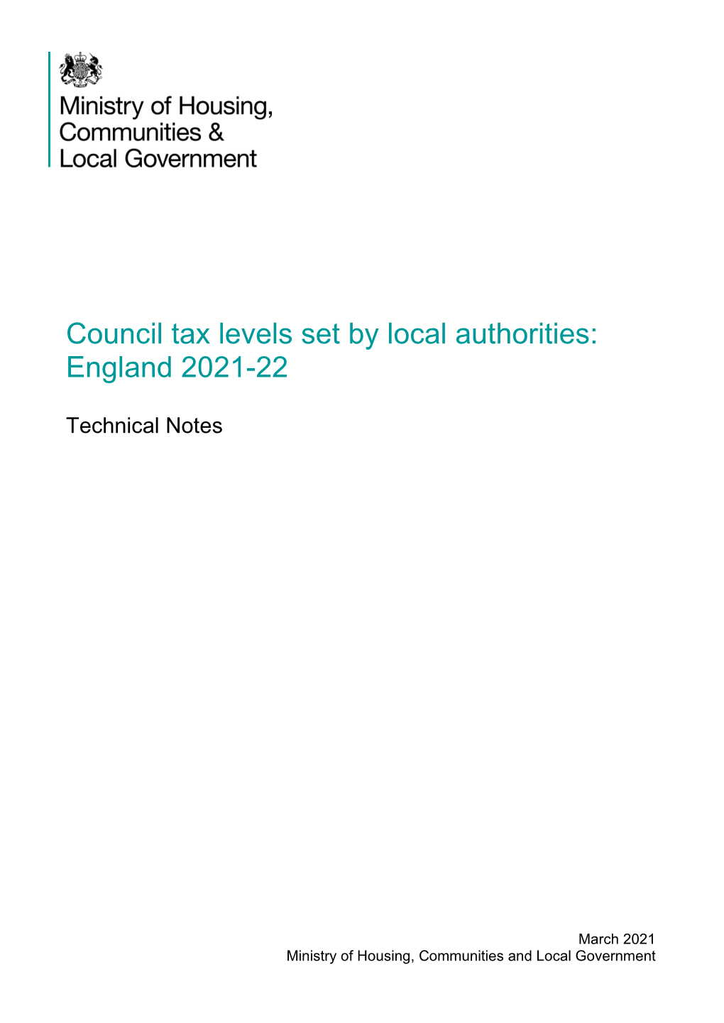 Council Tax Levels Set by Local Authorities in England 2021 to 2022