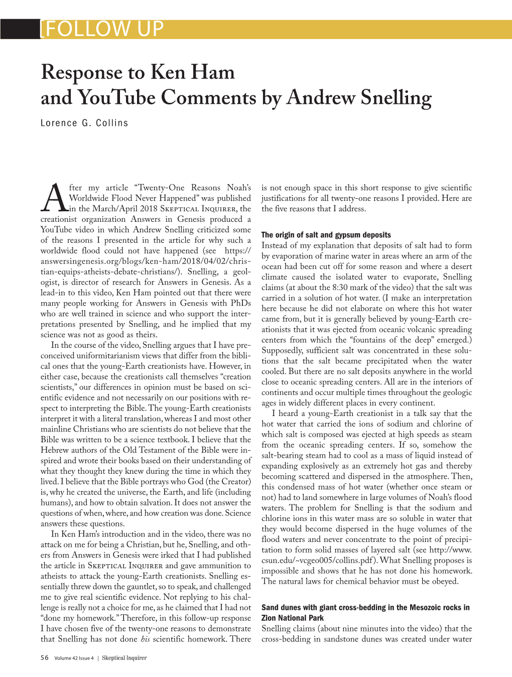 Response to Ken Ham and Youtube Comments by Andrew Snelling