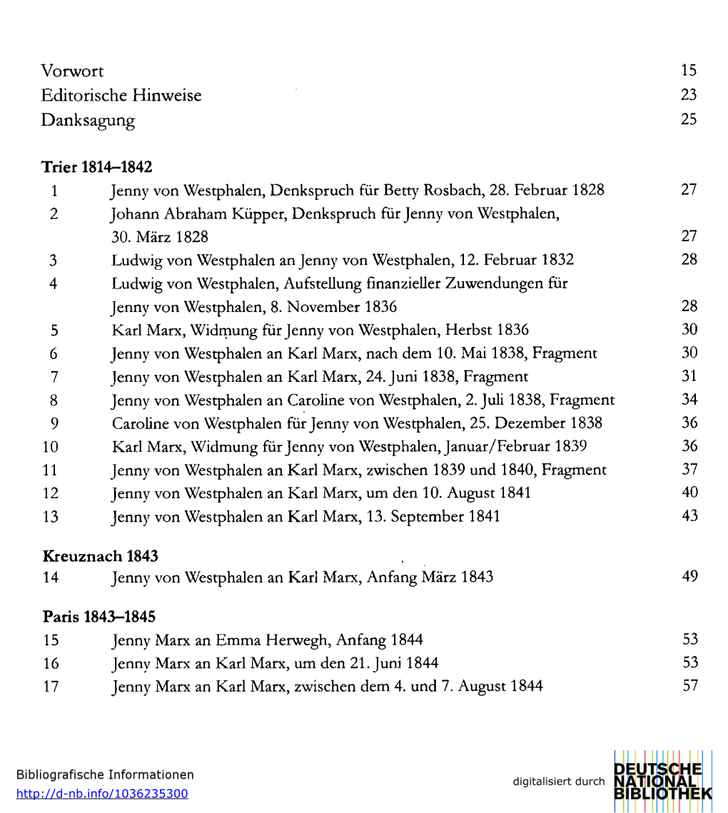 Vorwort 15 Editorische Hinweise Danksagung Trier 1814-1842