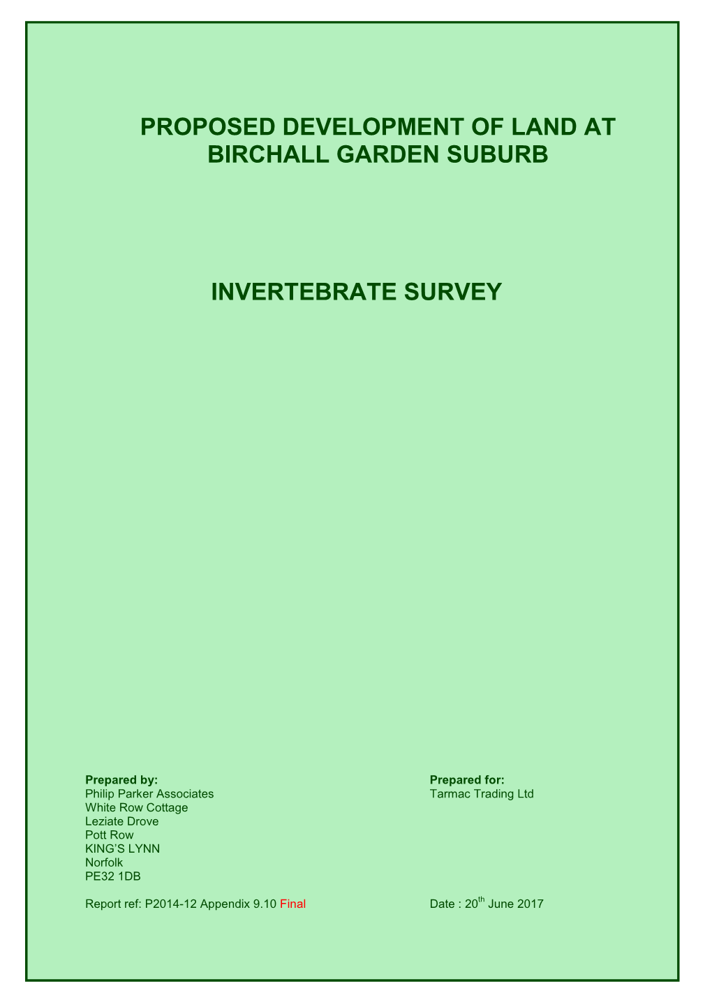 PPA Invertebrate Report Dec 2017