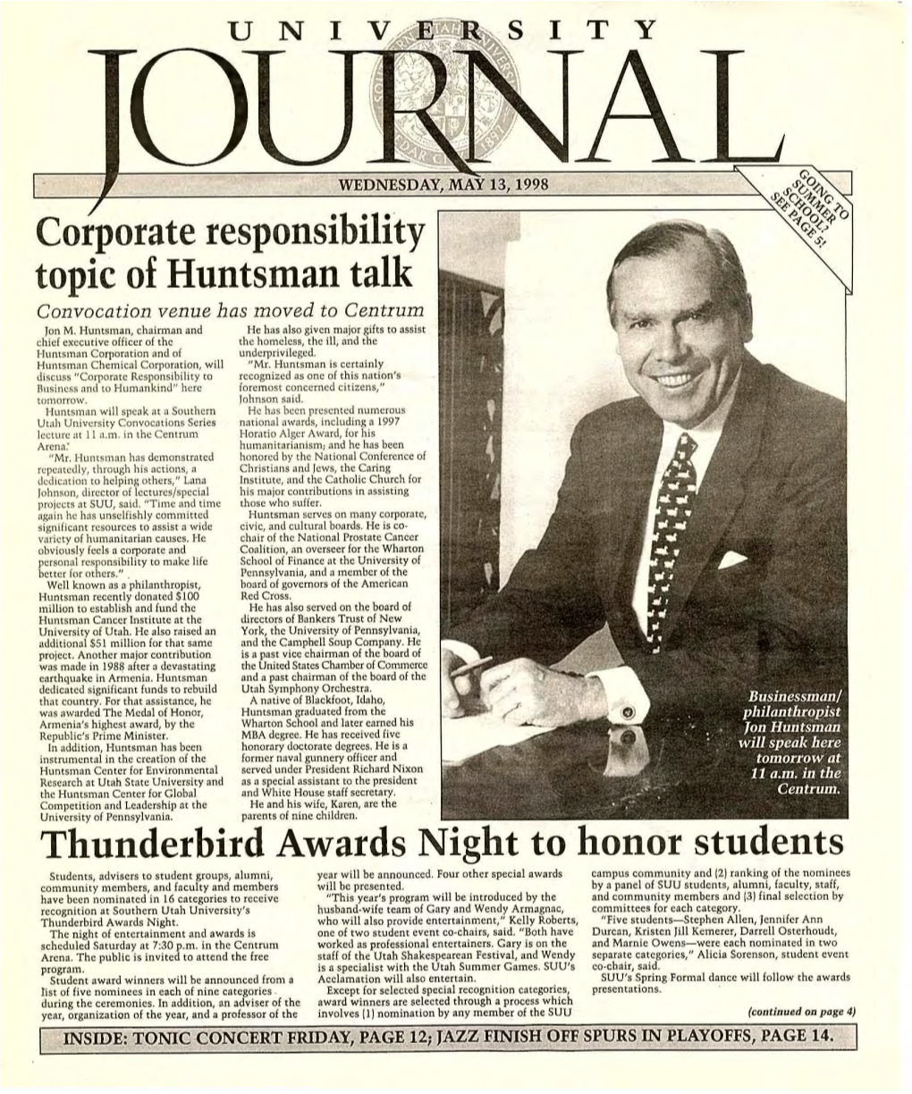 Corporate Responsibility Topic of Huntsman Talk Thunderbird Awards