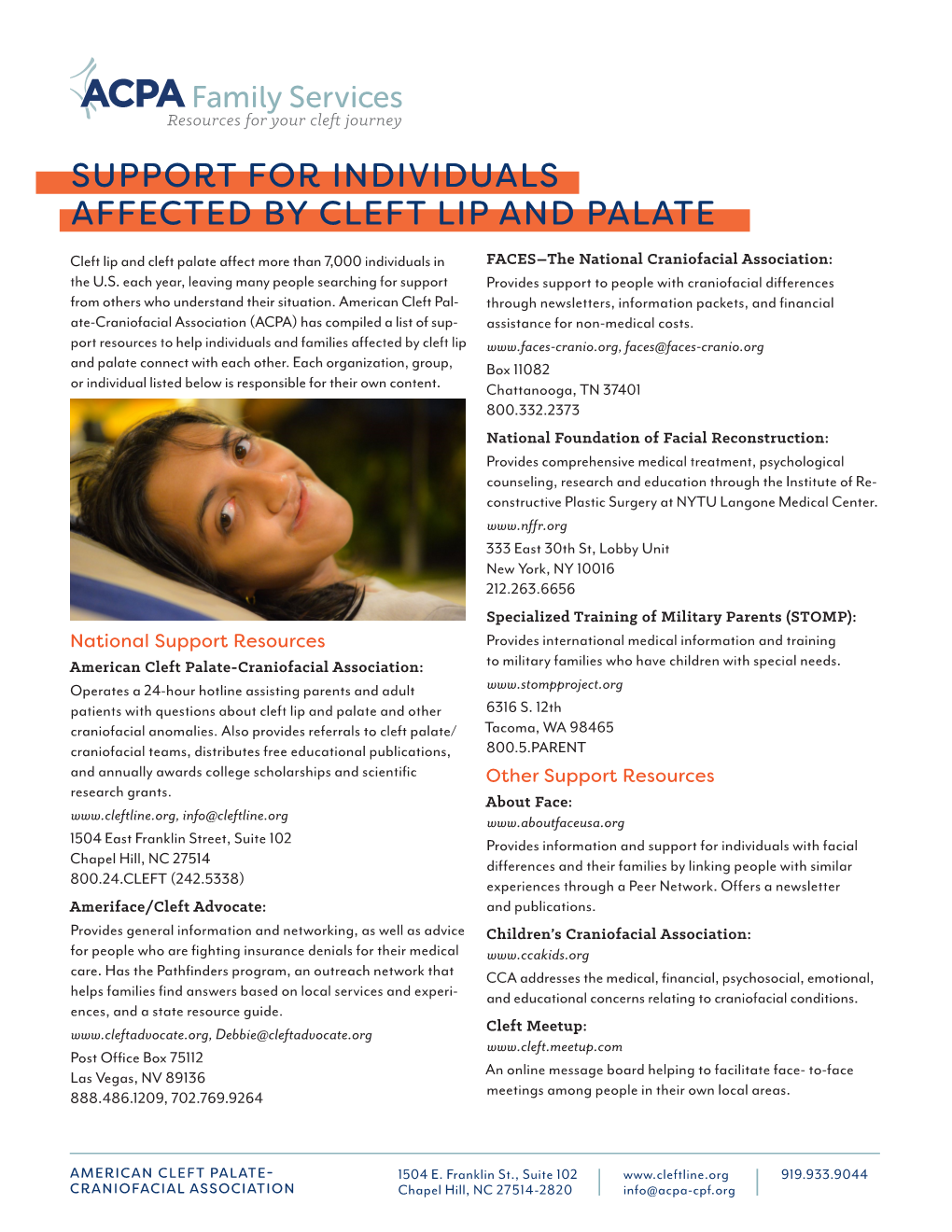 Support for Individuals Affected by Cleft Lip and Palate