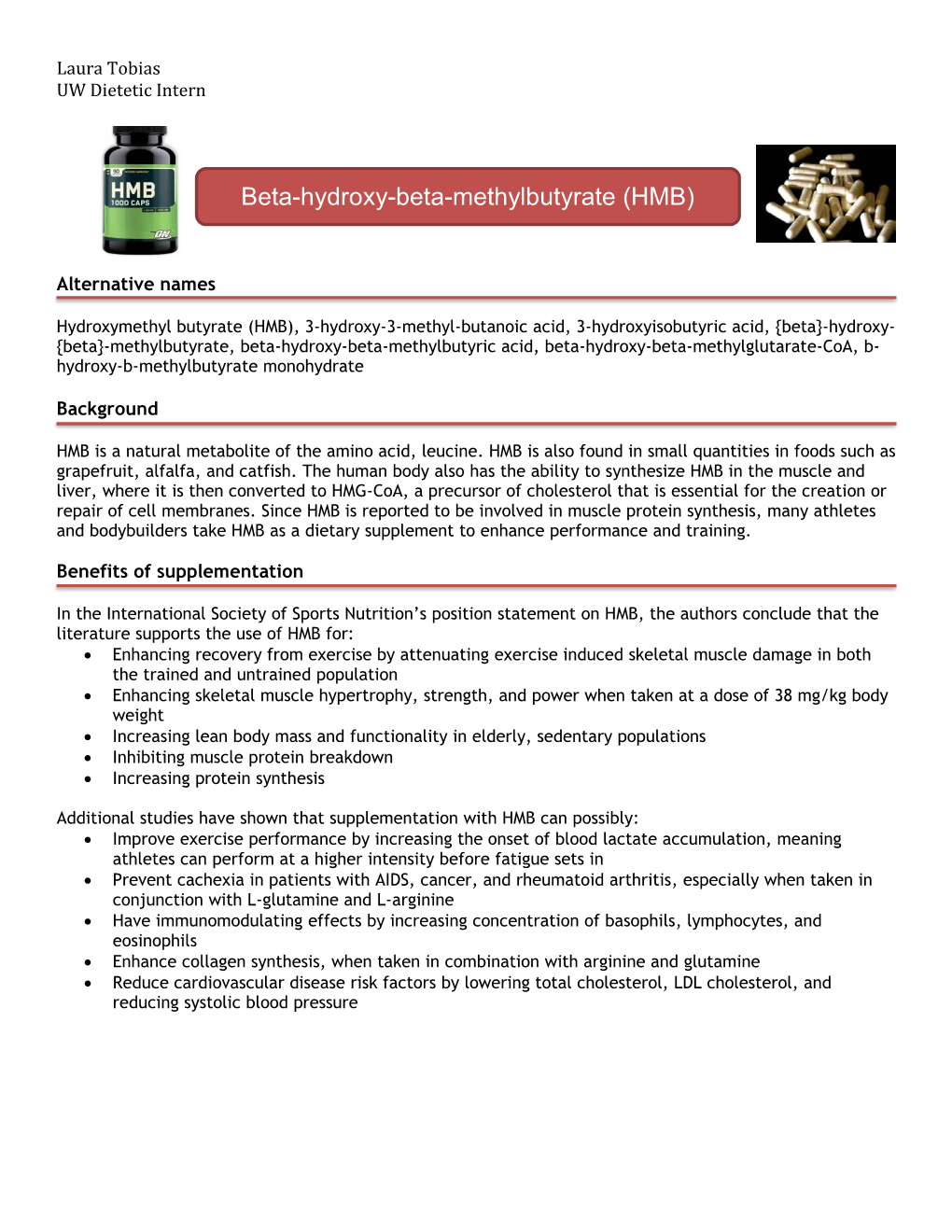 Beta-Hydroxy-Beta-Methylbutyrate (HMB)