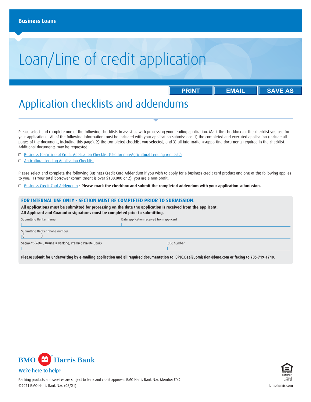 Loan/Line of Credit Application