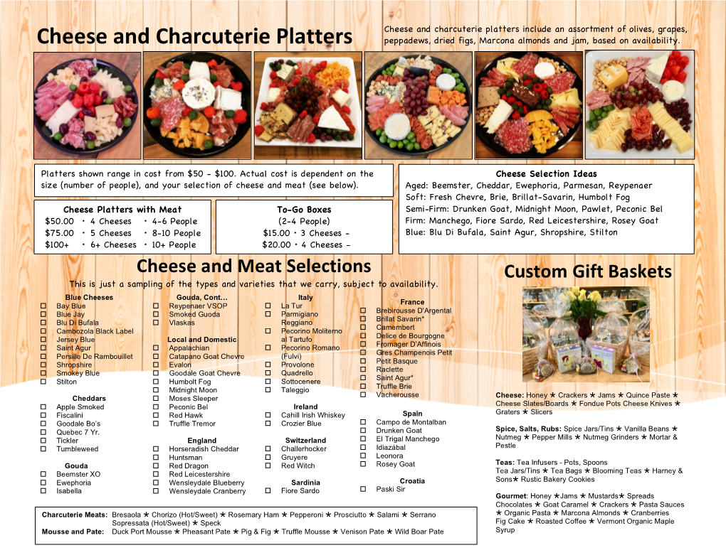 Cheese and Charcuterie Platters