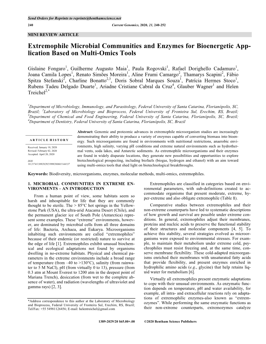 Extremophile Microbial Communities and Enzymes for Bioenergetic App- Lication Based on Multi-Omics Tools