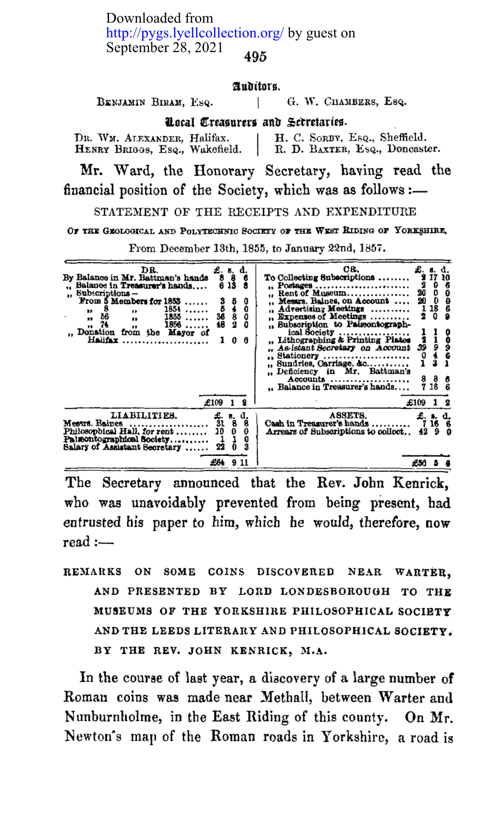 Remarks on Some Coins Discovered Near Warter, and Presented by Lord