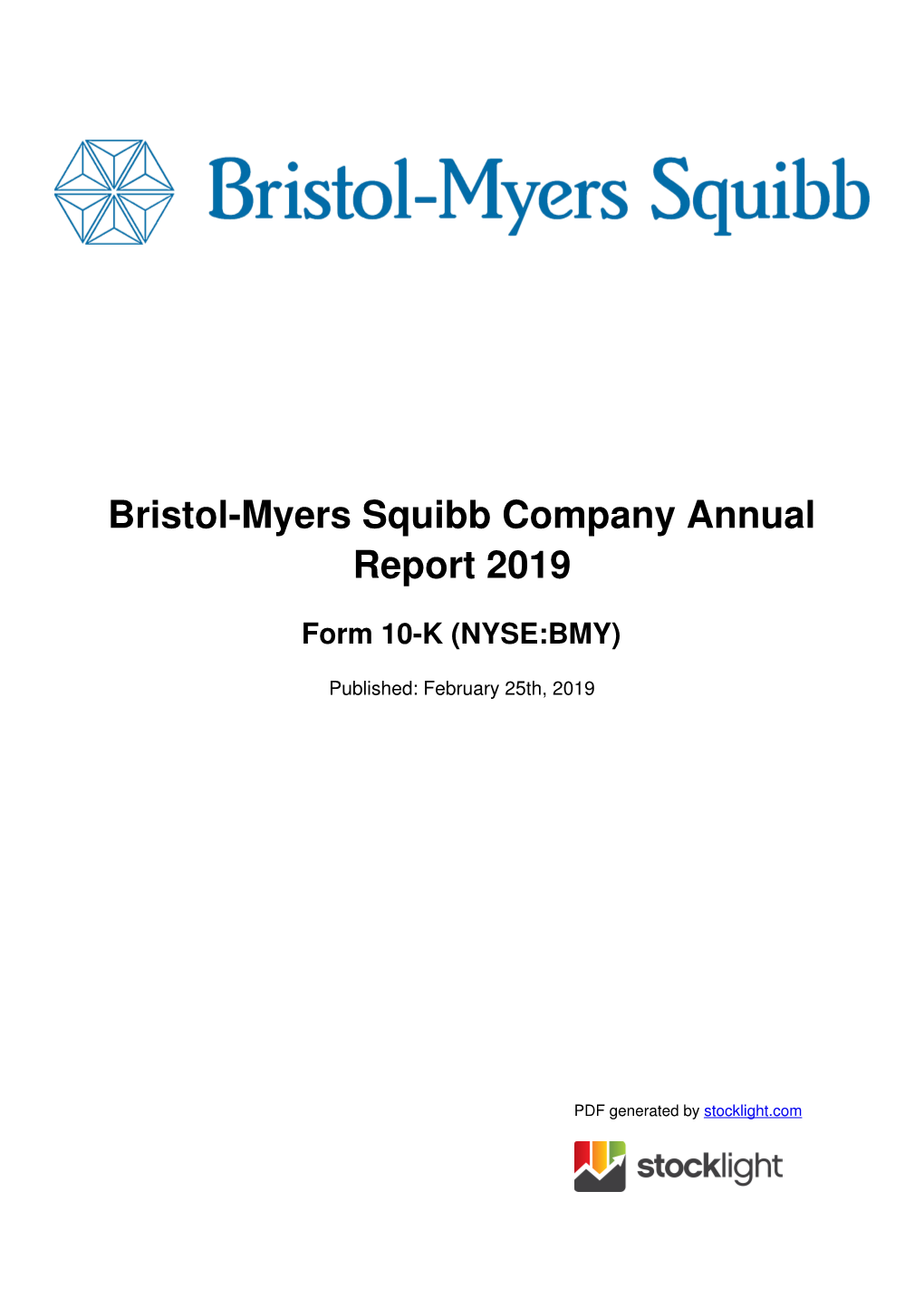 Bristol-Myers Squibb Company Annual Report 2019