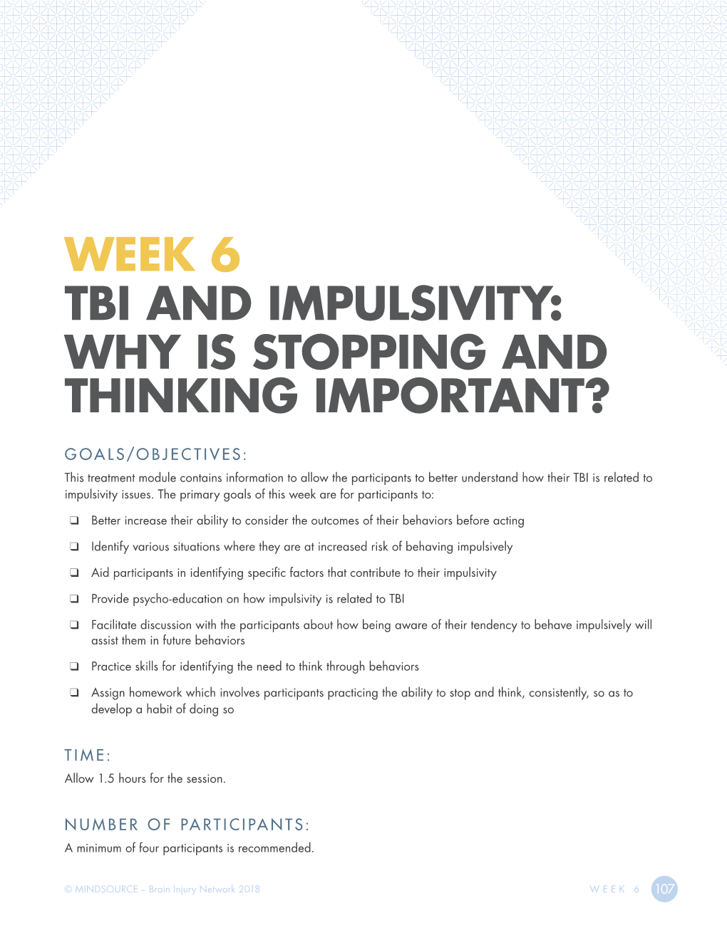 Week 6 Tbi and Impulsivity: Why Is Stopping and Thinking Important?