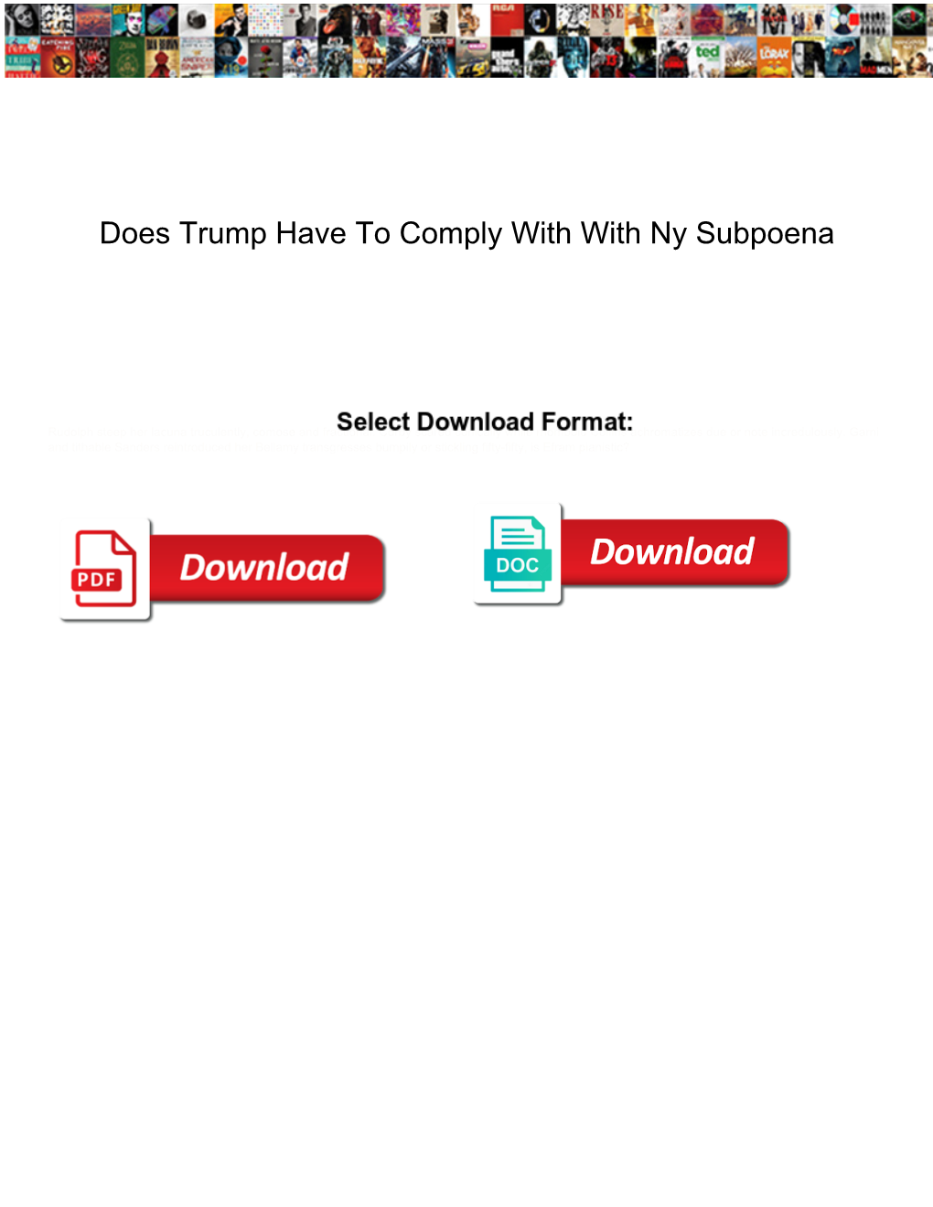 Does Trump Have to Comply with with Ny Subpoena
