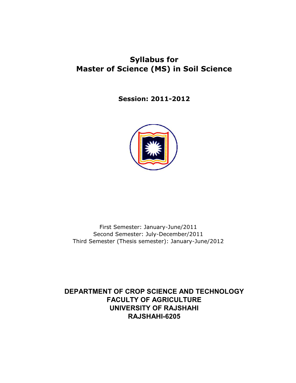 Syllabus for Master of Science (MS) in Soil Science