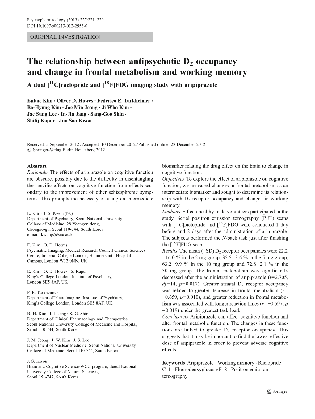 The Relationship Between Antipsychotic D2 Occupancy And