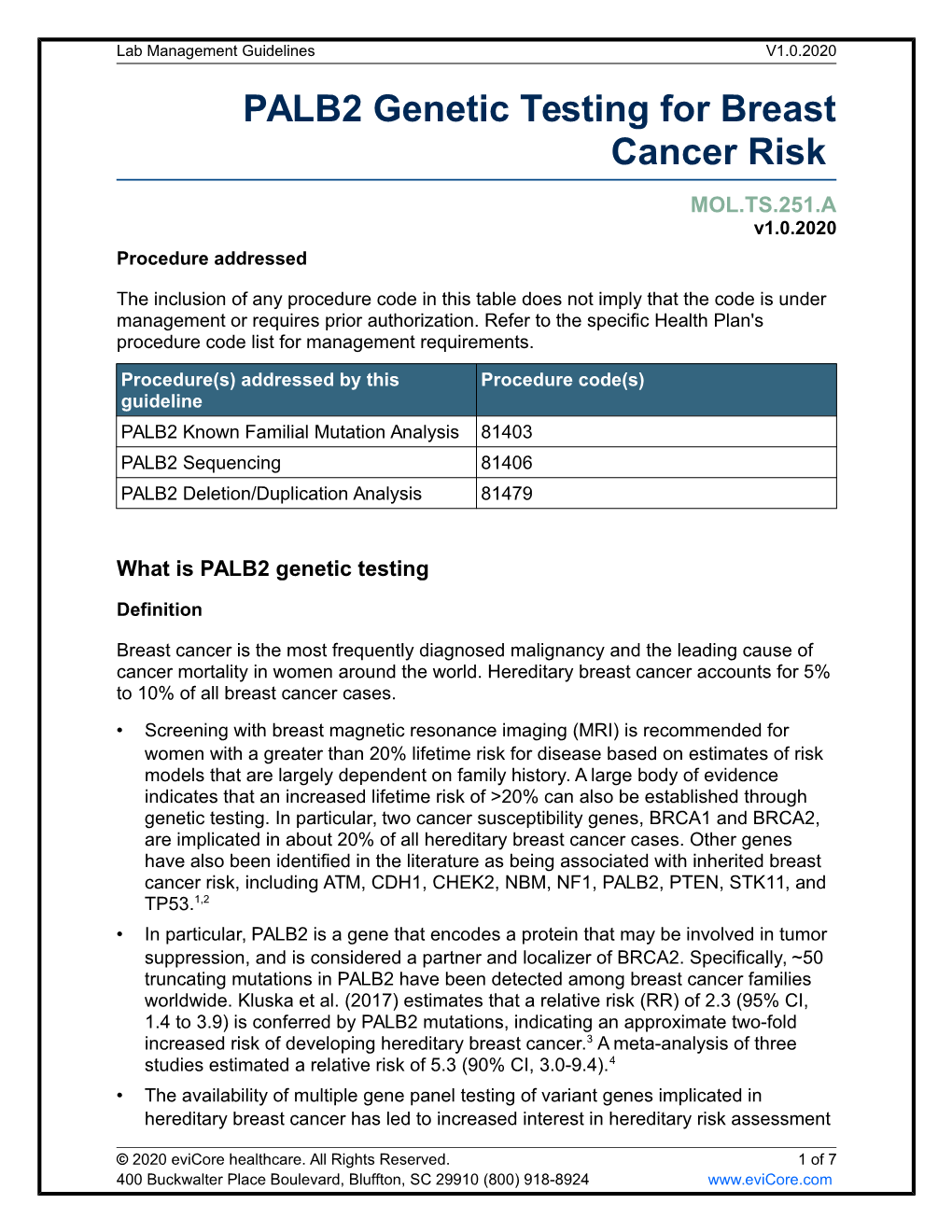 PALB2 Genetic Testing for Breast Cancer Risk