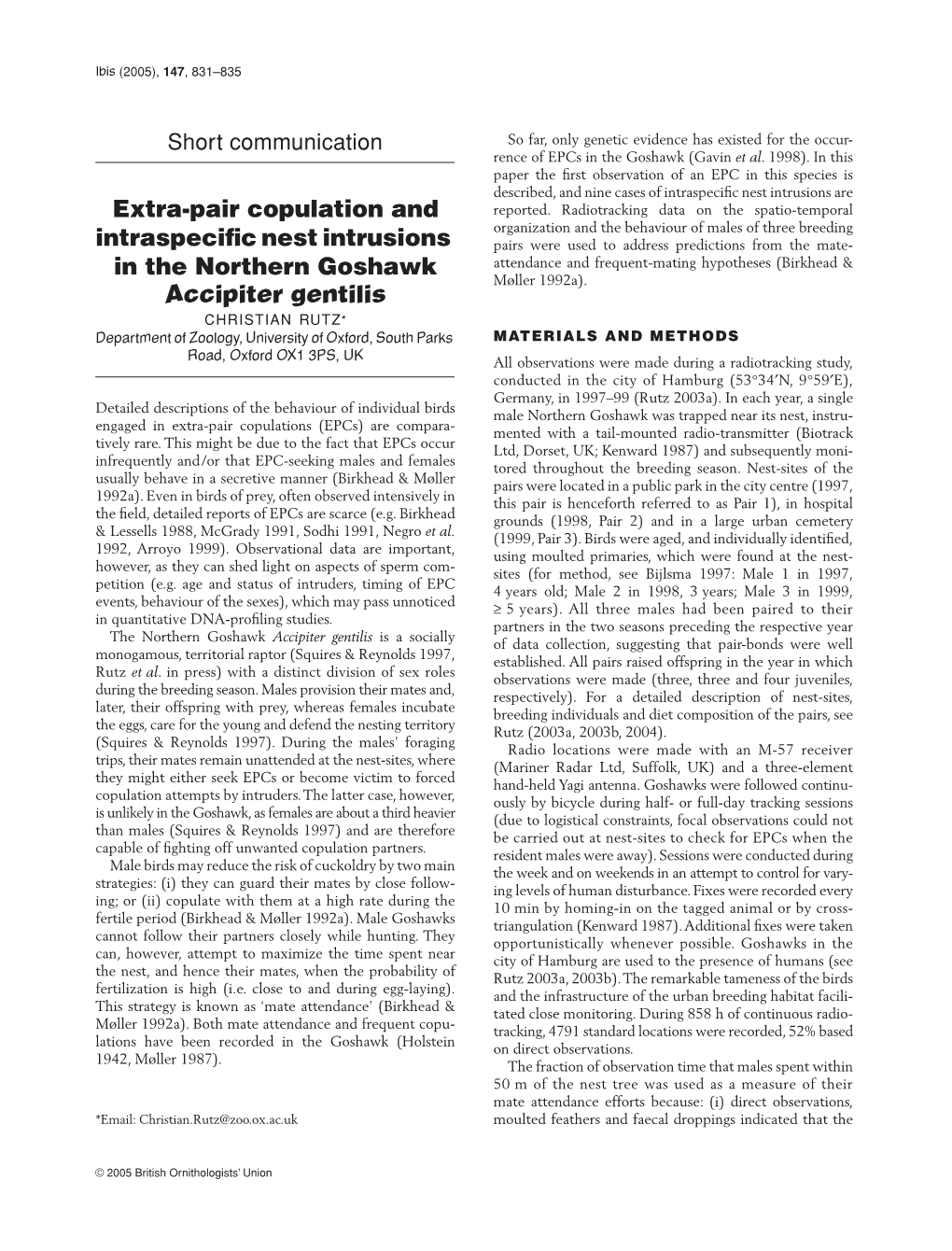 Extra-Pair Copulation and Intraspecific Nest Intrusions