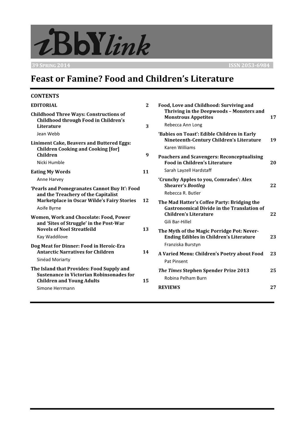 Food and Children's Literature