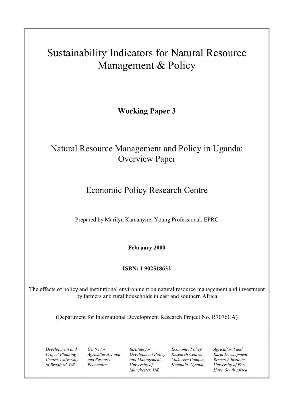 Overview of Land Use and Management in Uganda