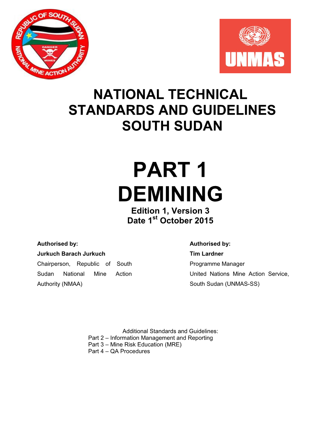 PART 1 DEMINING Edition 1, Version 3 Date 1St October 2015