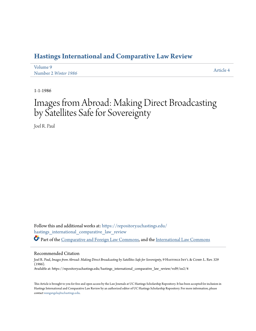 Making Direct Broadcasting by Satellites Safe for Sovereignty Joel R