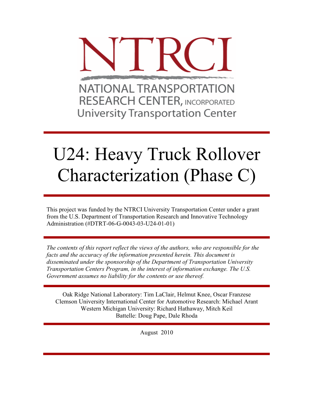 Heavy Truck Rollover Characterization (Phase C)