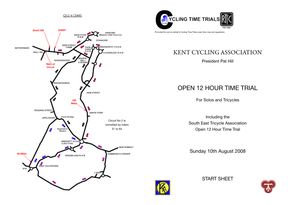 Kent Cycling Association Open 12 Hour Time Trial