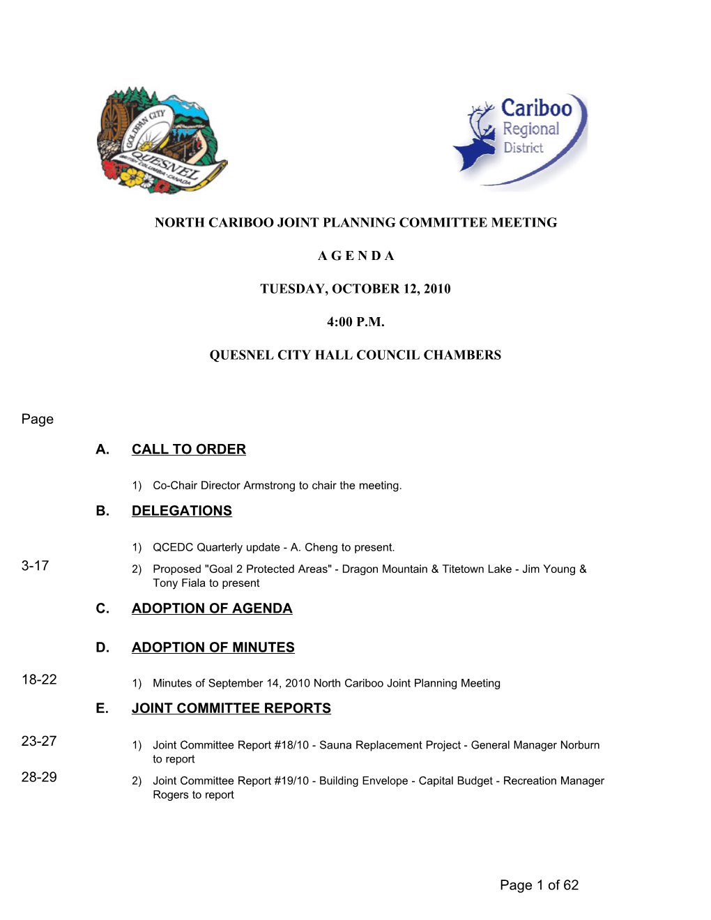 North Cariboo Joint Planning Committee Meeting