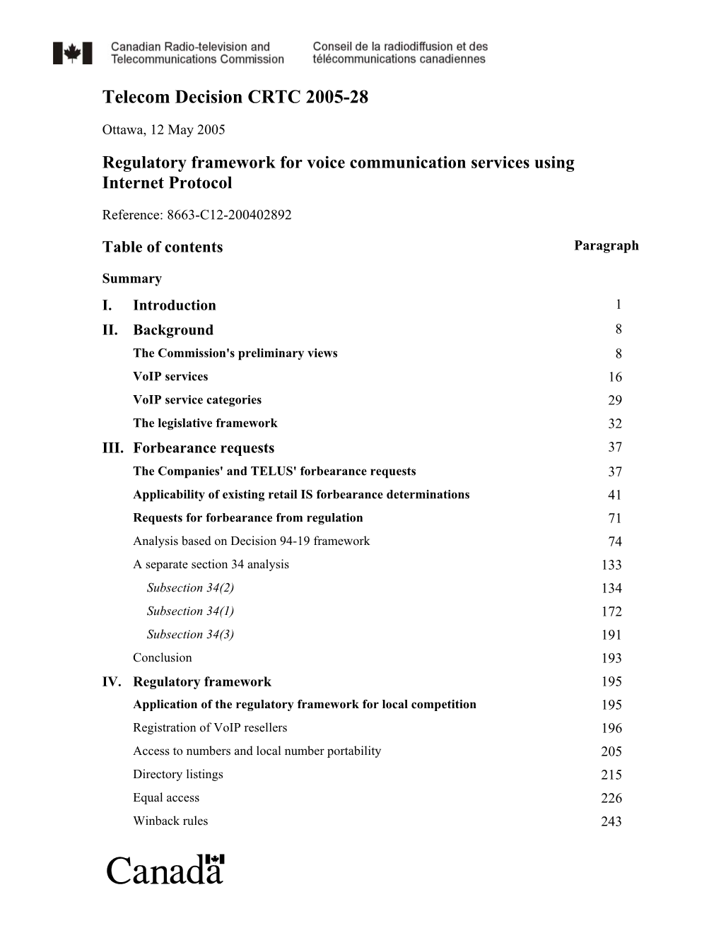 Telecom Decision CRTC 2005-28