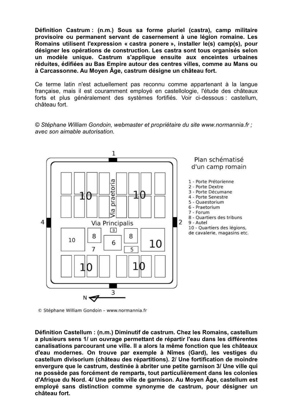 Définition Castrum : (N.M.) Sous Sa Forme Pluriel (Castra), Camp Militaire Provisoire Ou Permanent Servant De Casernement À Une Légion Romaine