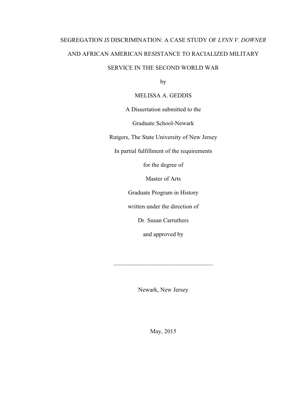 A Case Study of Lynn V. Downer and African American