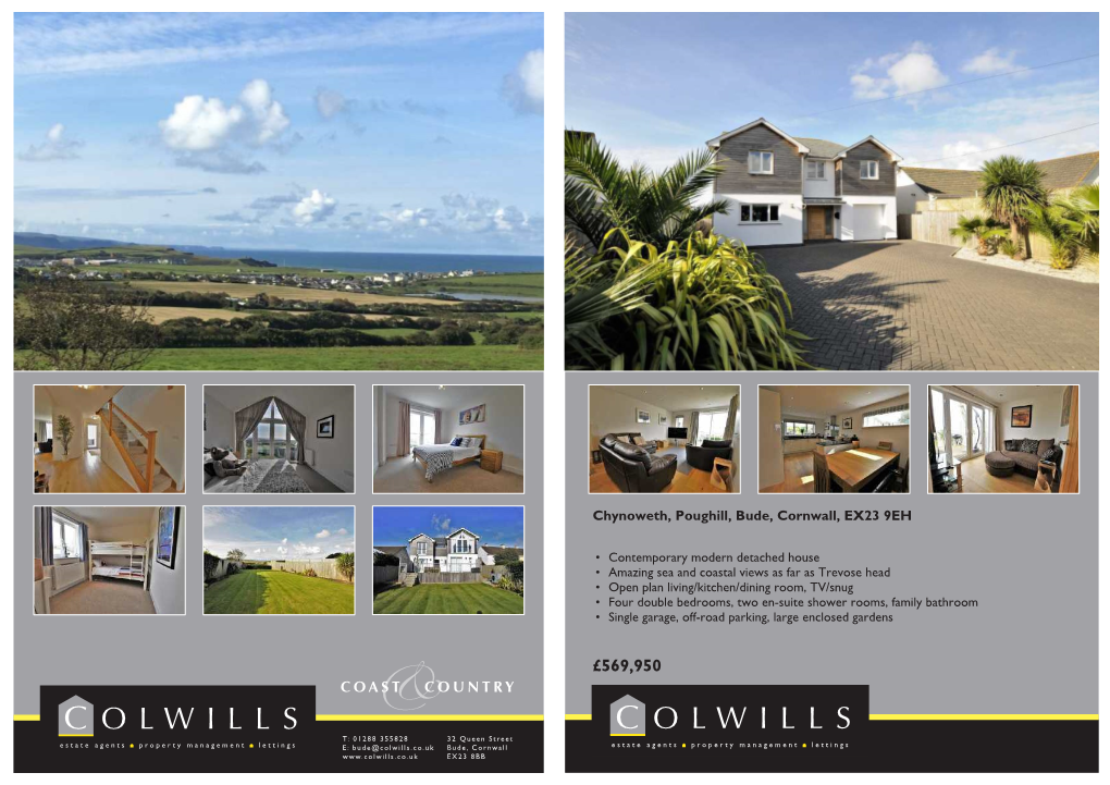 Chynoweth, Poughill, Bude, Cornwall, EX23 9EH £569950