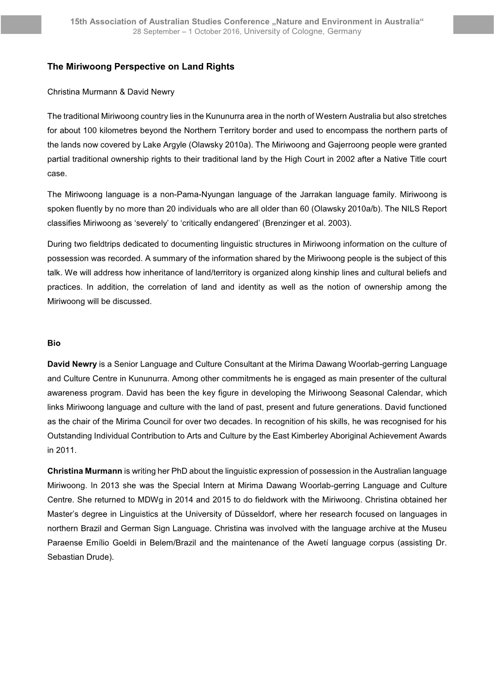 The Miriwoong Perspective on Land Rights