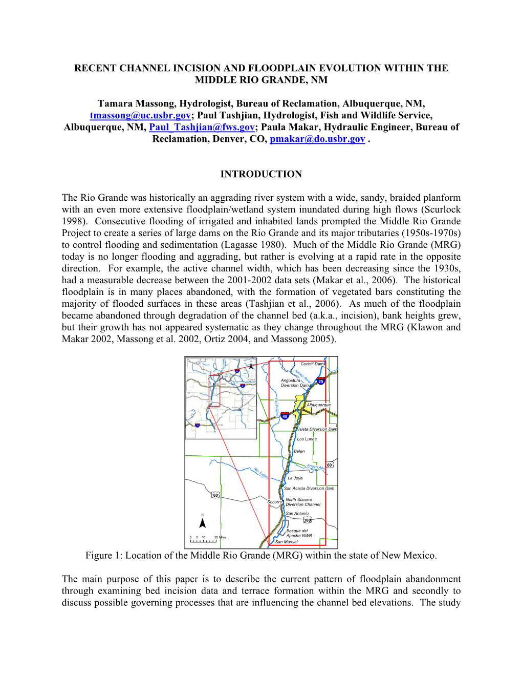 Recent Channel Incision and Floodplain Evolution Within the Middle Rio Grande, New Mexico Link Is To