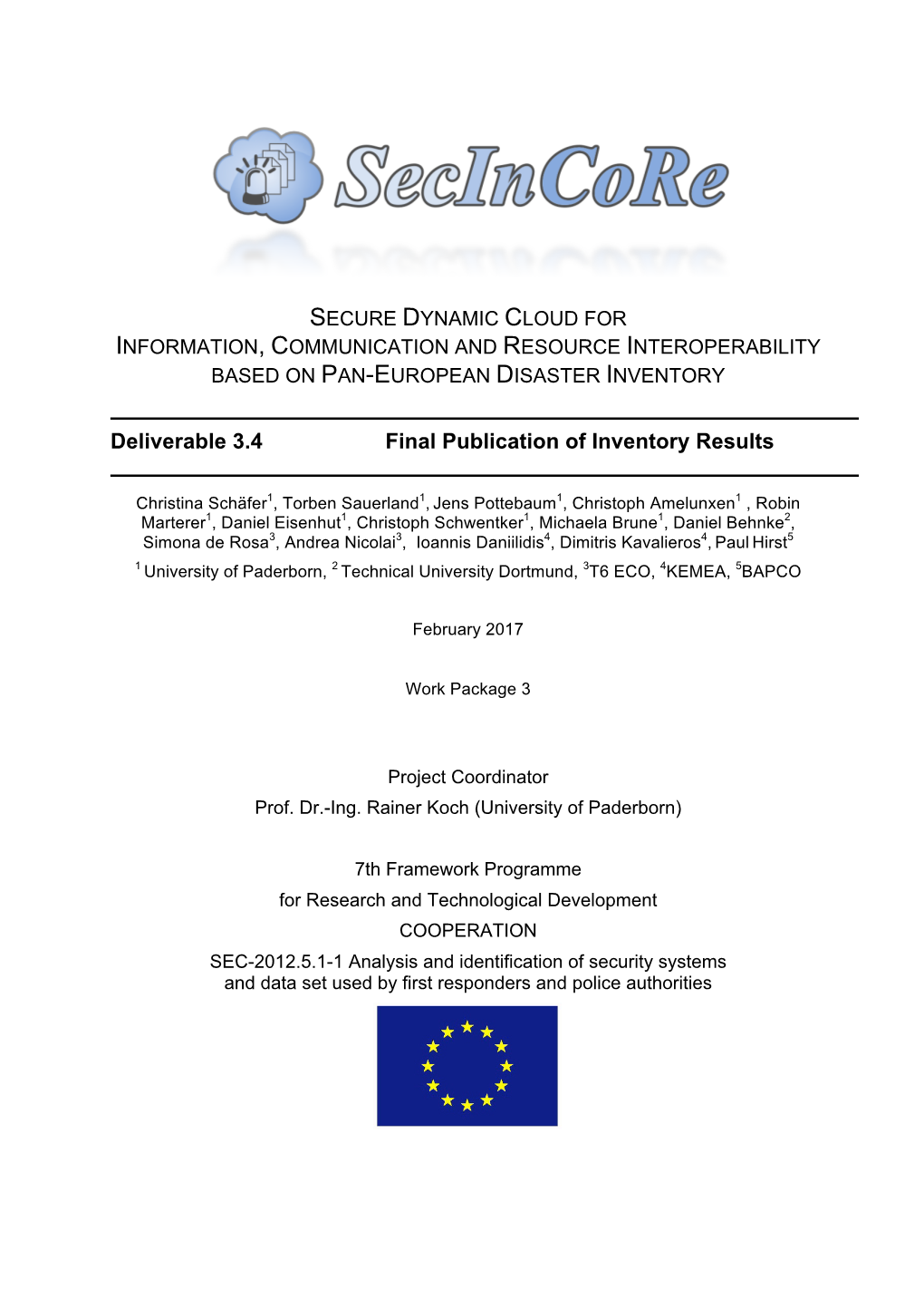 Deliverable 3.4 Final Publication of Inventory Results