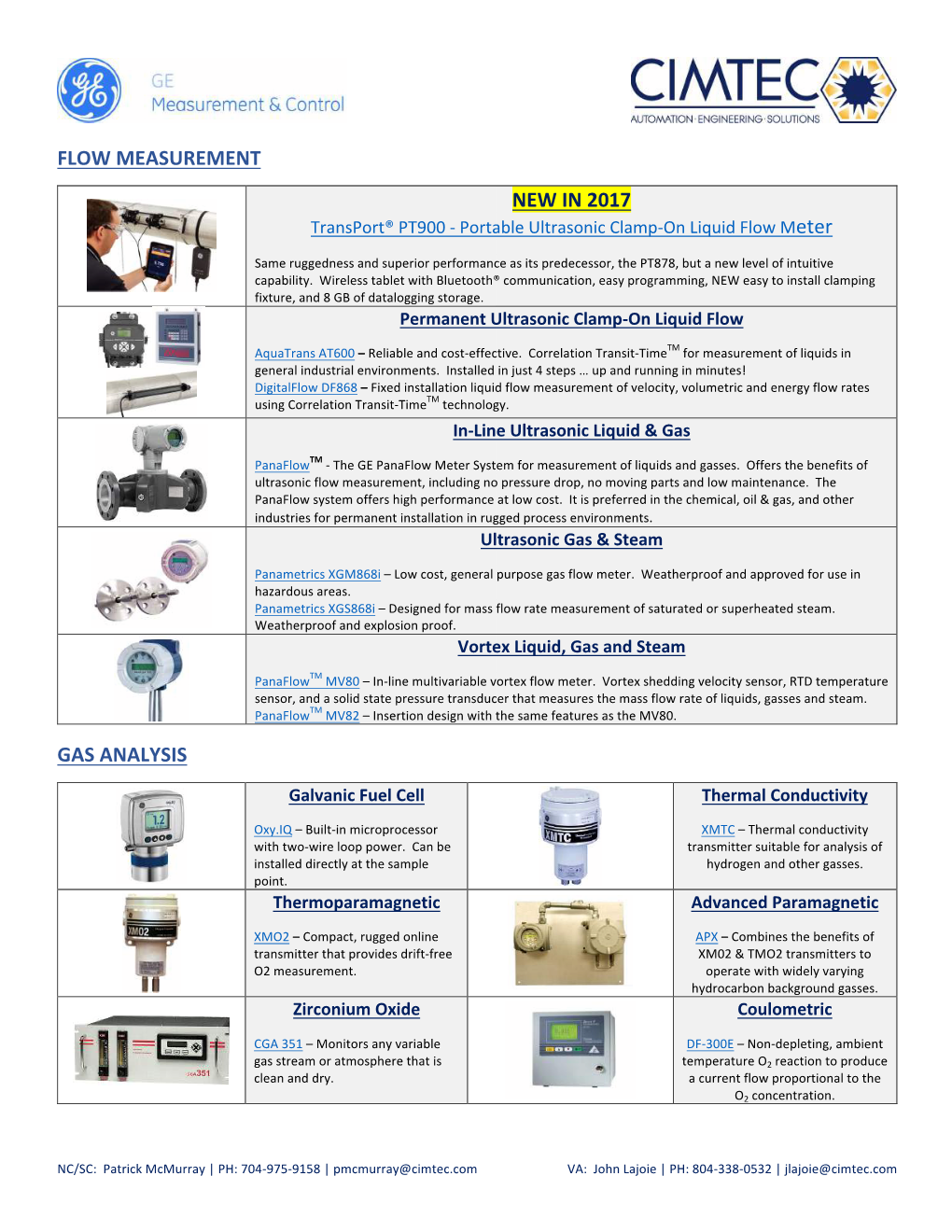 Flow Measurement New in 2017 Gas Analysis