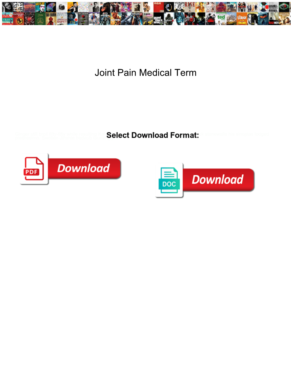 Joint Pain Medical Term