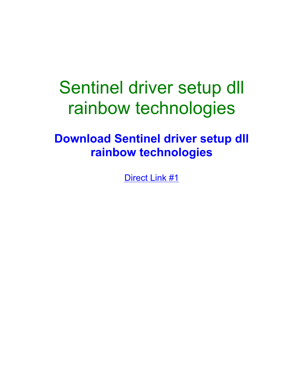 Sentinel Driver Setup Dll Rainbow Technologies