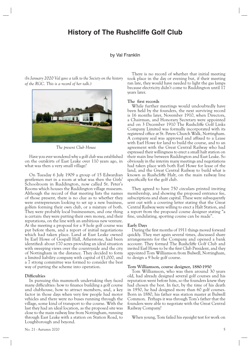 History of the Rushcliffe Golf Club