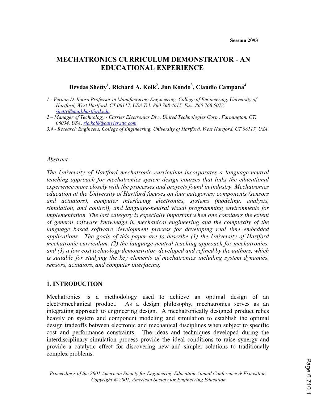 Mechatronics Curriculum Demonstrator an Educational