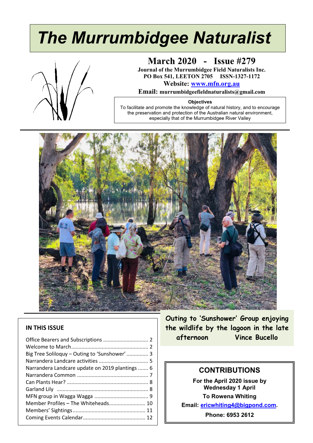 March 2020 - Issue #279 Journal of the Murrumbidgee Field Naturalists Inc
