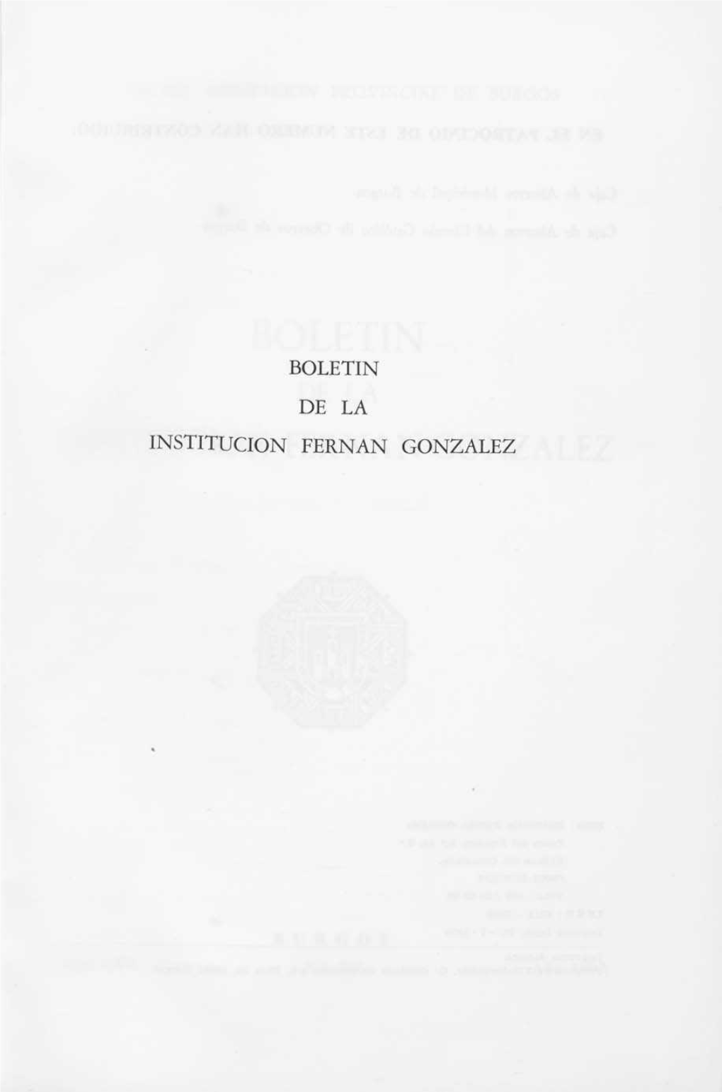 Boletin De La Institucion Fernan Gonzalez En El Patrocinio De Este Numero Han Contribuido