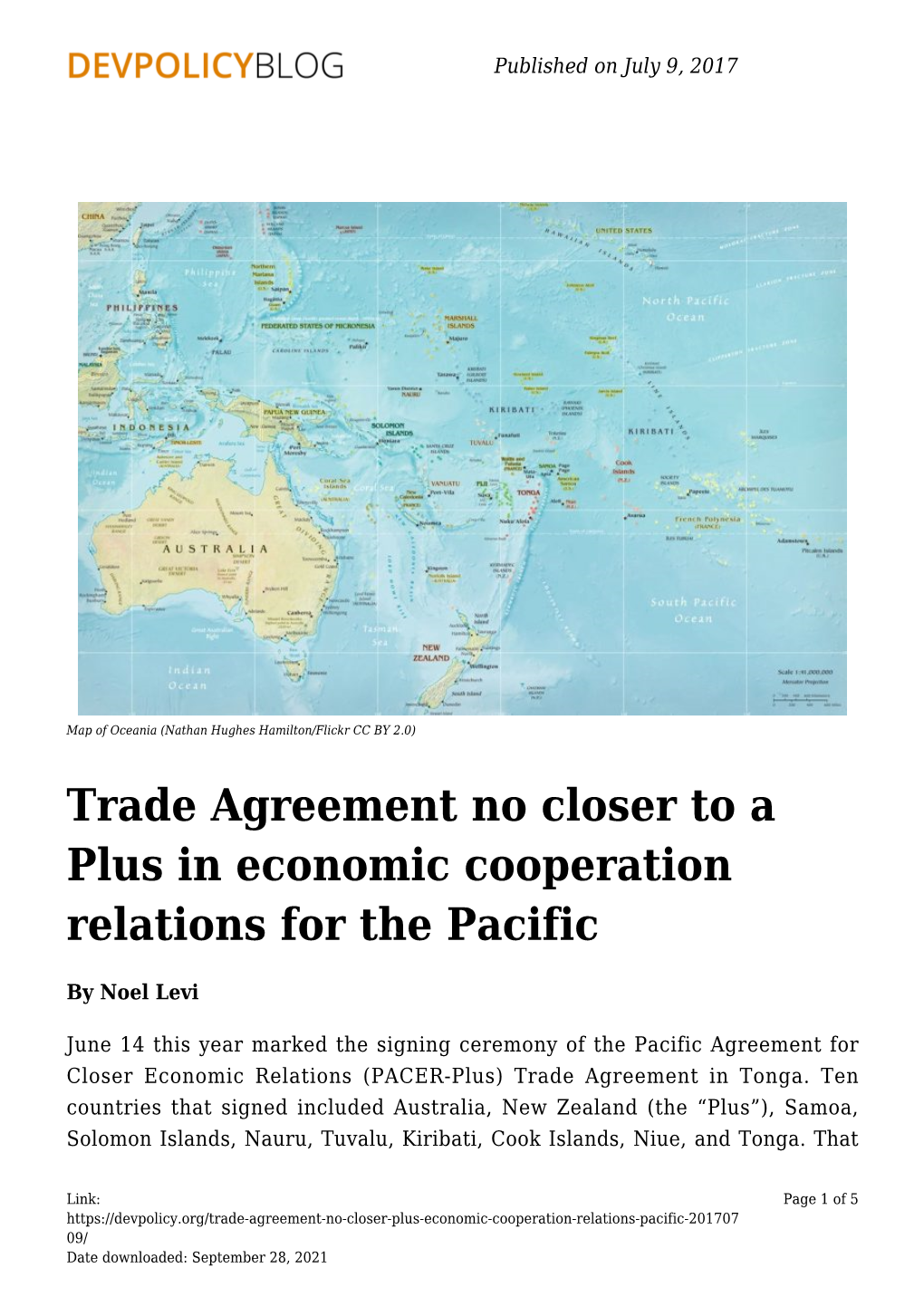 Trade Agreement No Closer to a Plus in Economic Cooperation Relations for the Pacific