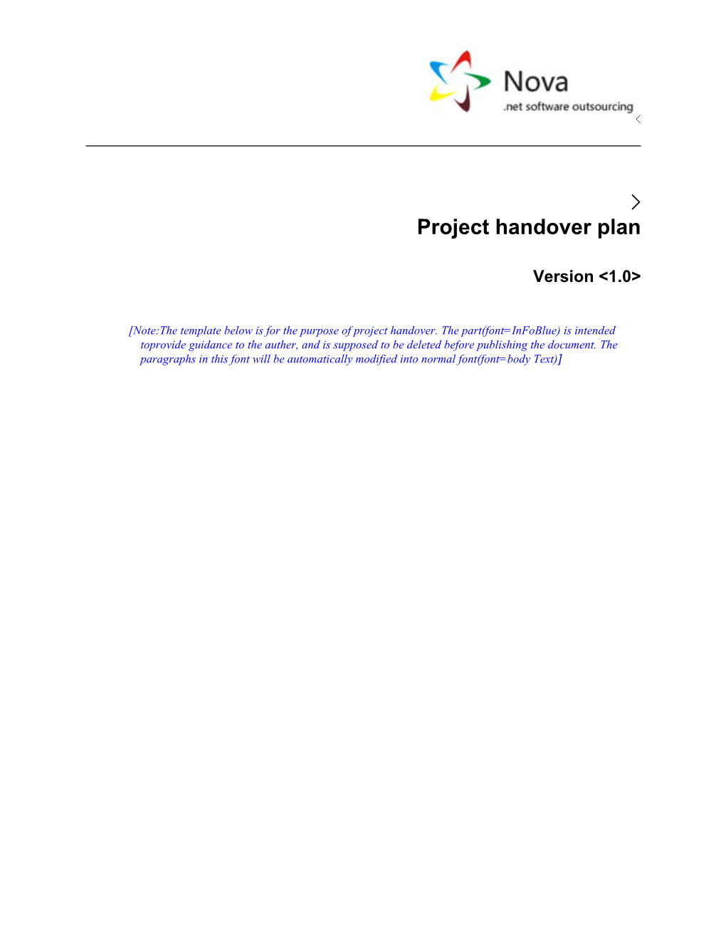 Project Handover Plan