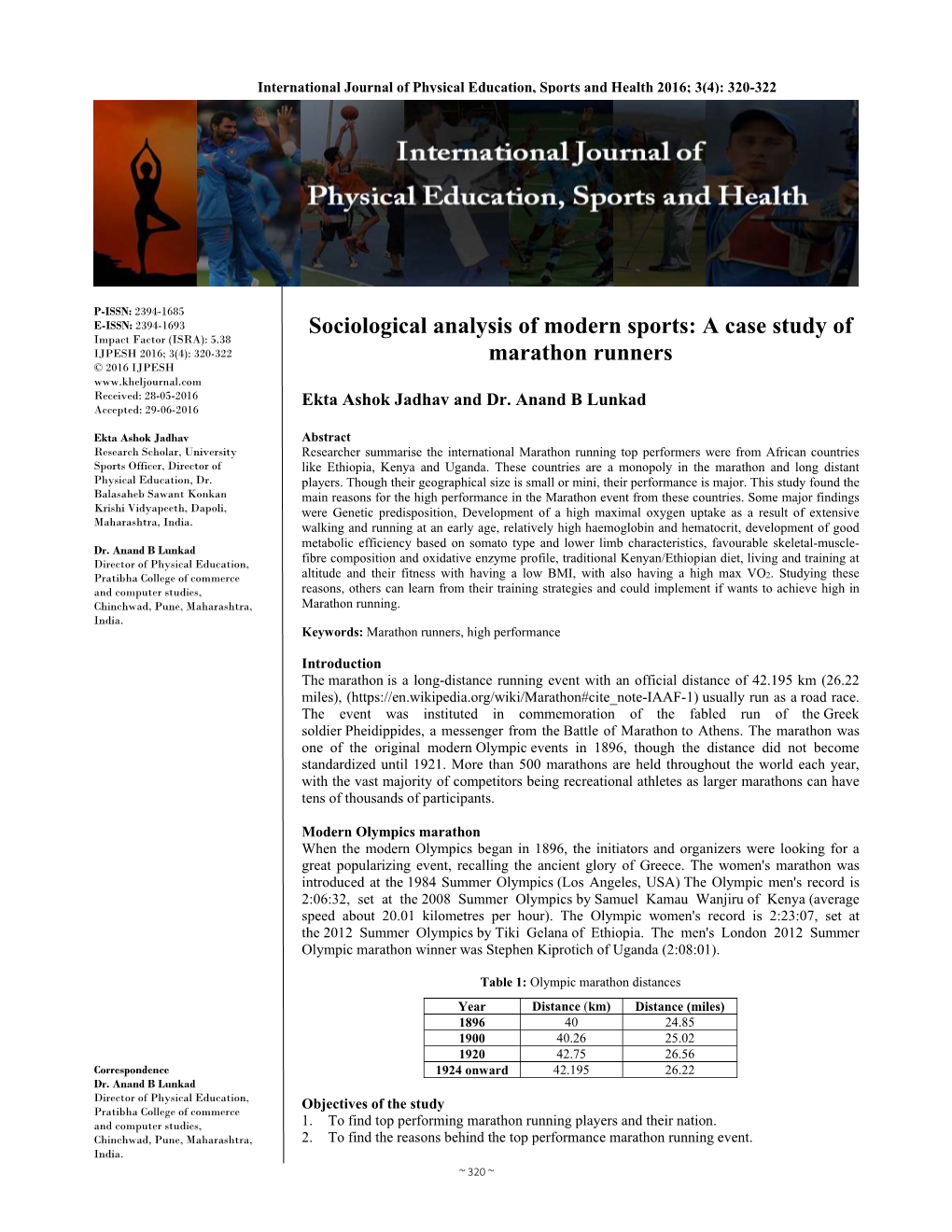 Sociological Analysis of Modern Sports: a Case Study of Marathon Runners