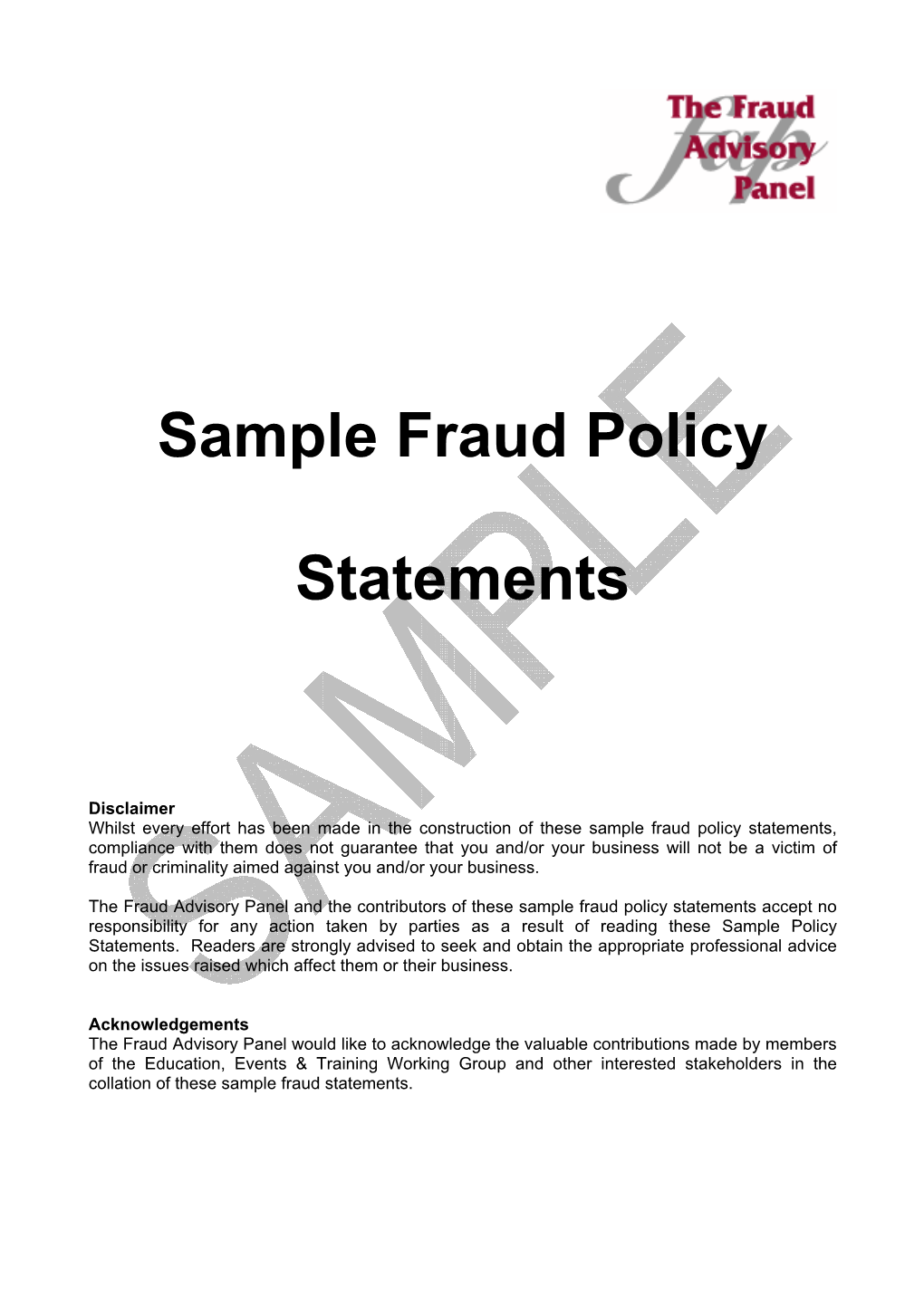 Model Fraud Policy Statements