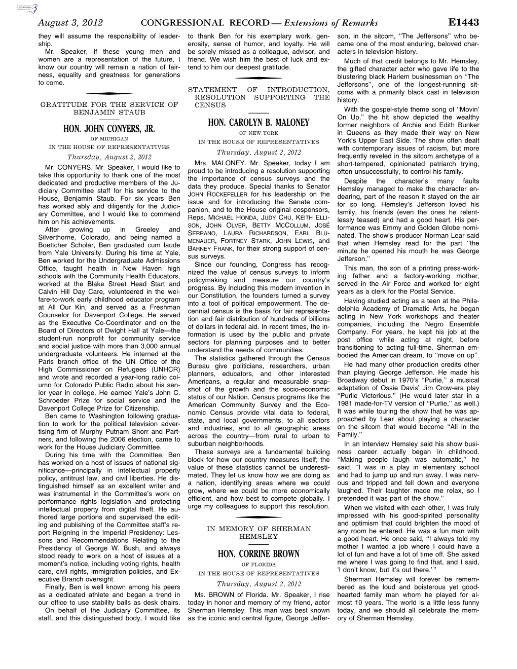 CONGRESSIONAL RECORD— Extensions of Remarks E1443 HON