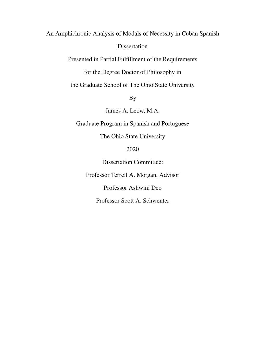 An Amphichronic Analysis of Modals of Necessity in Cuban Spanish