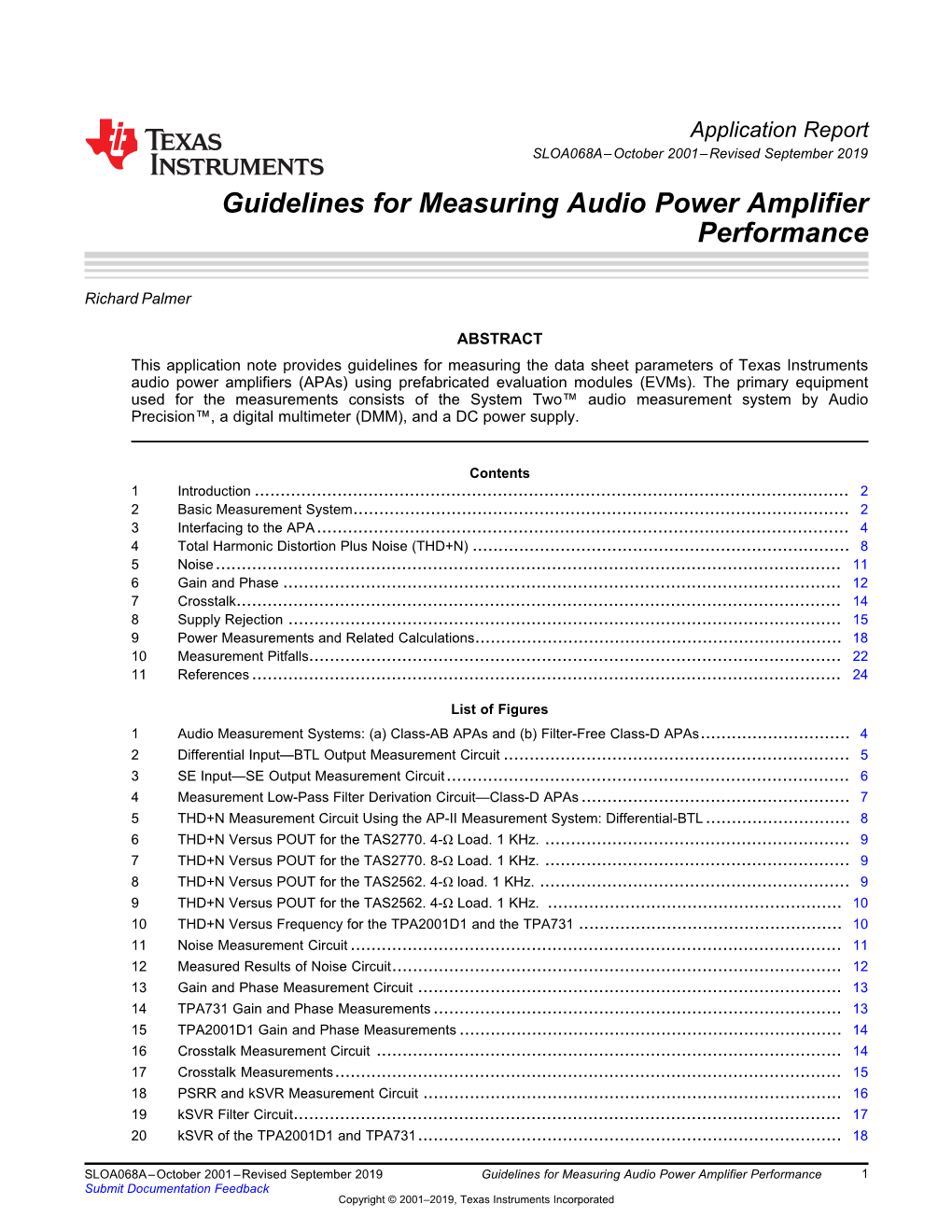 Guidelines for Measuring Audio Power Amplifier Performance (Rev. A)