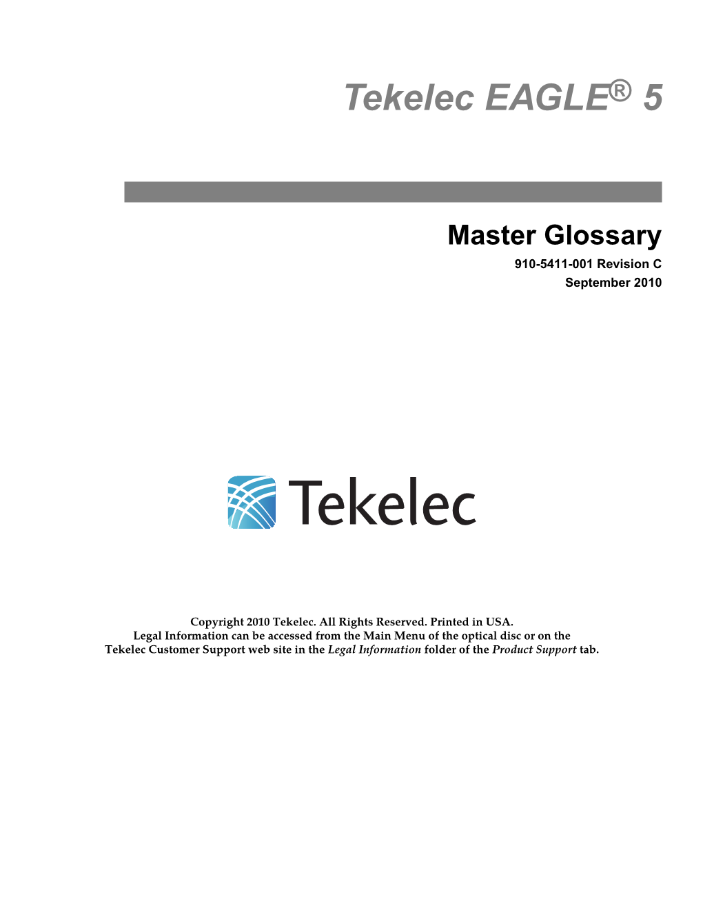 Master Glossary 910-5411-001 Revision C September 2010