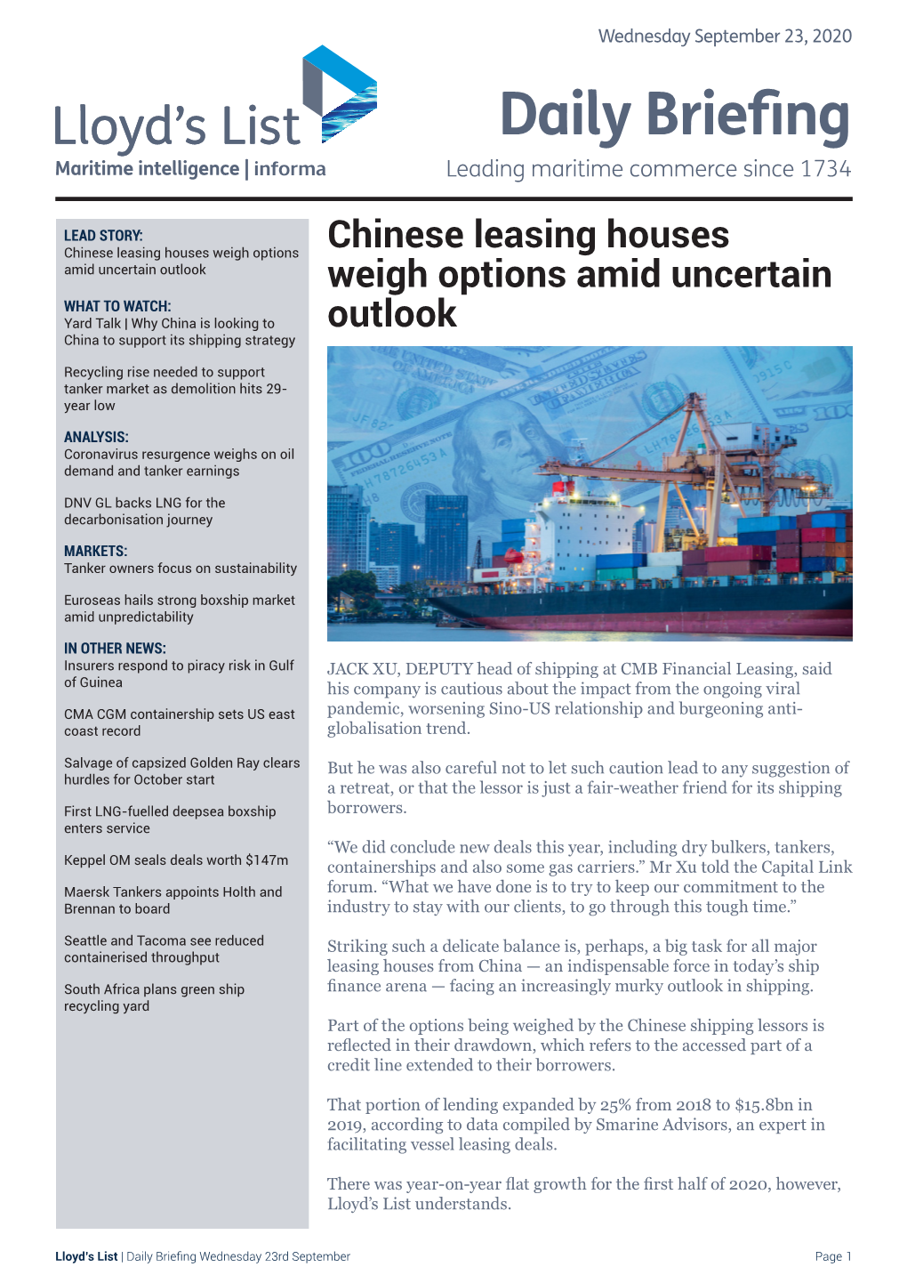 Chinese Leasing Houses Weigh Options Amid